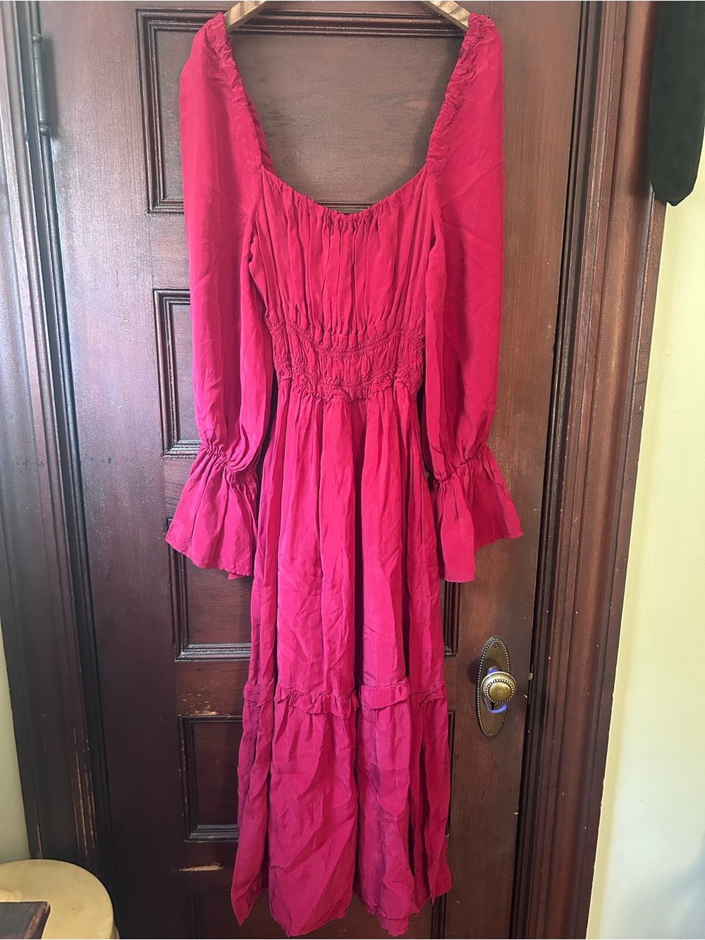 Anthropologie x OhSevenDays Willa Red Midi Dress Peasant Cottagecore Boho Medium - Picture 5 of 8